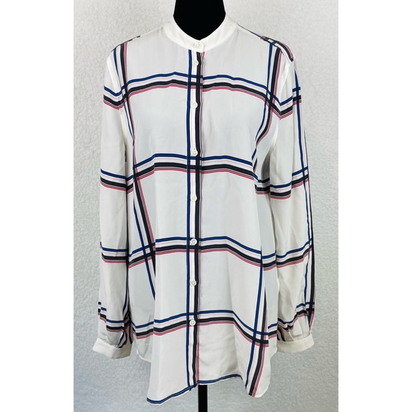 EQUIPMENT • Henri Plaid Silk Long Sleeve Button-Down Shirt, XS - Picture 2 of 13